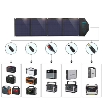 [RETURNED ITEM] Choetech velká 80W solární nabíječka skládací USB C, 2x USB (PD, QC) černá (SC007)