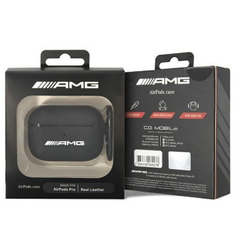 Kožené pouzdro AMG Big Logo pro AirPods Pro - černé
