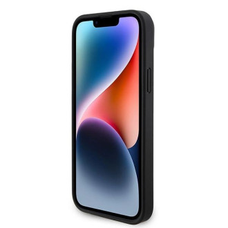 Guess GUHCP15SP4TDPK iPhone 15 6,1&quot; černo/černé pevné pouzdro kožené 4G diamantový trojúhelník