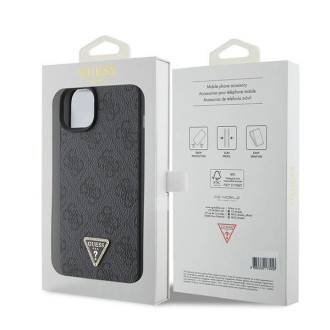 Guess GUHCP15SP4TDPK iPhone 15 6,1&quot; černo/černé pevné pouzdro kožené 4G diamantový trojúhelník