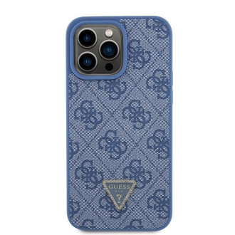 Guess GUHCP15XP4TDPB iPhone 15 Pro Max 6,7&quot; modro/modré pevné pouzdro Leather 4G Triangle Strass