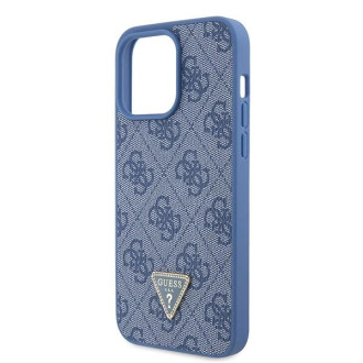 Guess GUHCP15XP4TDPB iPhone 15 Pro Max 6,7&quot; modro/modré pevné pouzdro Leather 4G Triangle Strass