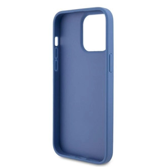 Guess GUHCP15XP4TDPB iPhone 15 Pro Max 6,7&quot; modro/modré pevné pouzdro Leather 4G Triangle Strass