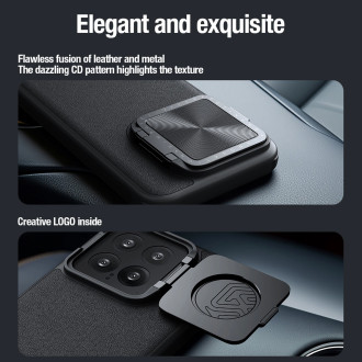 Kožené magnetické pouzdro Nillkin CamShield Prop pro Xiaomi 14 Pro - černé