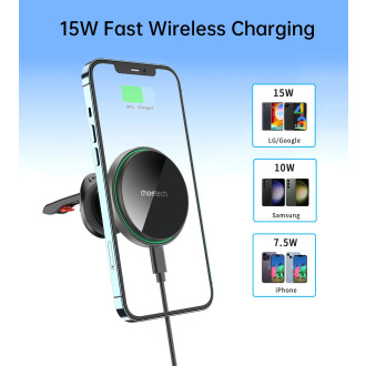 Magnetický držák do auta Choetech T204-F s 15W bezdrátovým nabíjením - černý