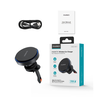 Magnetický držák Choetech T205-F s 15W indukční nabíječkou - černý
