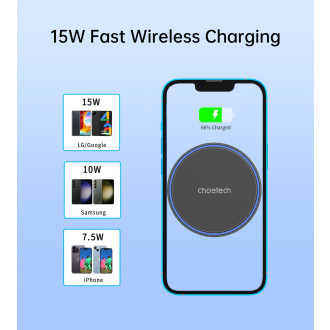 Magnetický držák Choetech T205-F s 15W indukční nabíječkou - černý