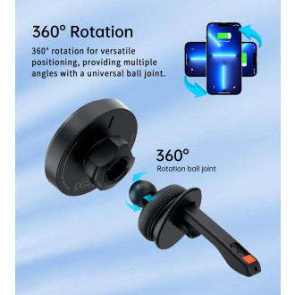 Magnetický držák Choetech T205-F s 15W indukční nabíječkou - černý