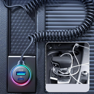 Joyroom fast car charger 3 in 1 with USB Type C cable 1.5m 55W black (JR-CL07)