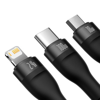Kabel Baseus Flash Series II USB - USB typu C / Lightning / micro USB 100 W 1,2 m černý (CASS030001)