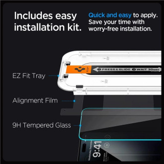 TEPELNÉ SKLO Spigen GLAS.TR &quot;EZ FIT&quot; 2 BALENÍ IPHONE 15 PRO OCHRANA OSOBNÍCH ÚDAJŮ