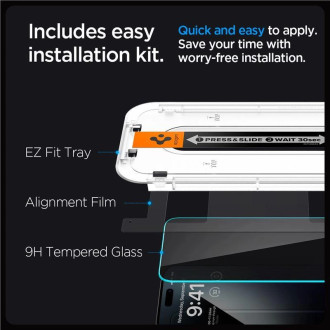 TEPELNÉ SKLO Spigen GLAS.TR &quot;EZ FIT&quot; 2 BALENÍ IPHONE 15 PRO OCHRANA OSOBNÍCH ÚDAJŮ