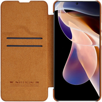 Nillkin Qin Case Cover for Xiaomi Redmi Note 11 Pro+ (Čína) / Redmi Note 11 Pro (Čína) / Mi11i HyperCharge Camera Protector Holster Cover Flip Case Br