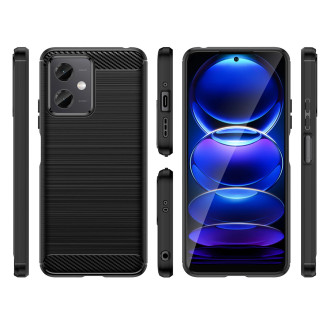 Karbonové pouzdro pro Xiaomi Poco X5 5G / Redmi Note 12 5G flexibilní silikonový karbonový kryt černý