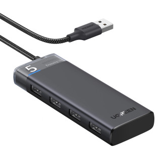 Ugreen CM653 HUB se 4 USB-A porty a USB-A napájecím kabelem - černý