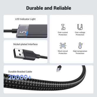 Ugreen CM653 HUB se 4 USB-A porty a USB-A napájecím kabelem - černý