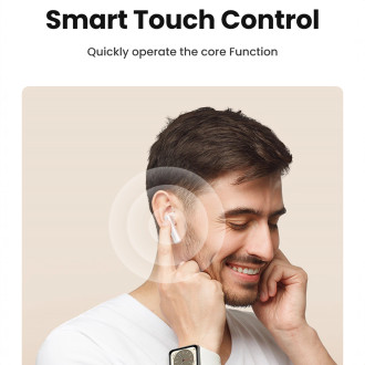 Bezdrátová sluchátka Ugreen HiTune T6 s funkcí ANC + USB-A - USB-C kabel - bílá