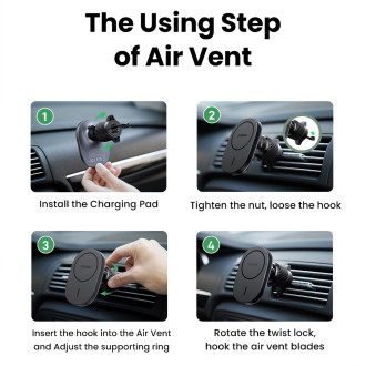 Ugreen CD345 magnetický držák do auta na ventilaci - černý