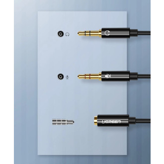 Ugreen AUX splitter cable 3.5 mm mini jack (female) - 2x 3.5 mm mini jack (male - microphone and headphones) black (AV140 20899)