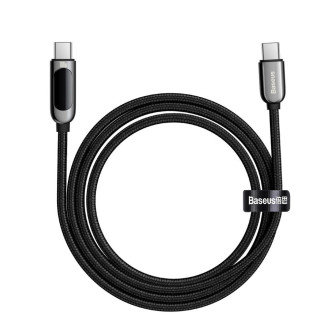 Baseus USB Type C cable - USB Type C 100W (20V / 5A) Power Delivery with display screen power meter 2m black (CATSK-C01)