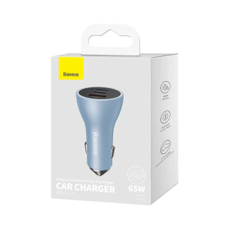 [RETURNED ITEM] Baseus Golden Contactor Pro USB-A car charger + 2x USB-C 65W blue (CGJP010003)