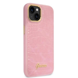 Pouzdro Guess Croco Collection pro iPhone 14 - růžové