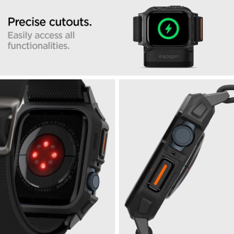 Pouzdro Spigen Lite Fit Pro s páskem pro Apple Watch 4 / 5 / 6 / 7 / 8 / 9 / SE (44 / 45 mm) - matná černá