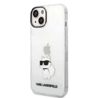 Pouzdro Karl Lagerfeld Ikonik Choupette pro iPhone 14 Plus - průhledné