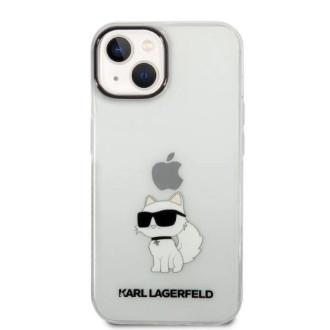 Pouzdro Karl Lagerfeld Ikonik Choupette pro iPhone 14 Plus - průhledné