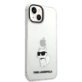 Pouzdro Karl Lagerfeld Ikonik Choupette pro iPhone 14 Plus - průhledné