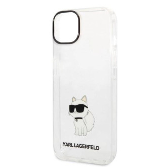 Pouzdro Karl Lagerfeld Ikonik Choupette pro iPhone 14 Plus - průhledné