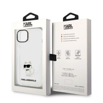 Pouzdro Karl Lagerfeld Ikonik Choupette pro iPhone 14 Plus - průhledné