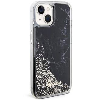 Pouzdro Guess Liquid Glitter Marble pro iPhone 14 - černé