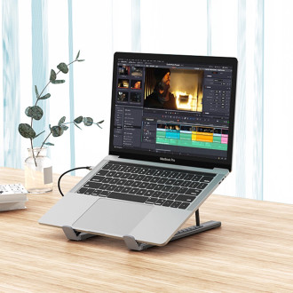 Stojan na notebook 7v1 Choetech HUB-M48 PD USB-C SD TF USB-A HDMI 100W + USB-C kabel - šedý