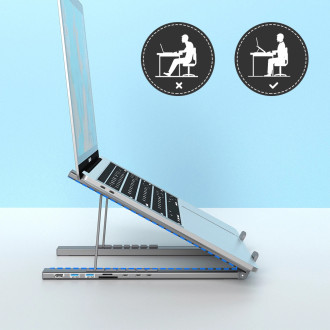 Stojan na notebook 7v1 Choetech HUB-M48 PD USB-C SD TF USB-A HDMI 100W + USB-C kabel - šedý