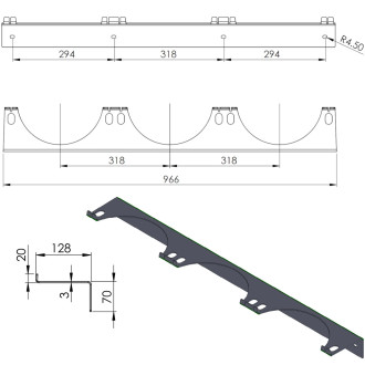 Nástěnný držák na 3 plynové lahve, průměr max Válce PRO-LINE 250 mm