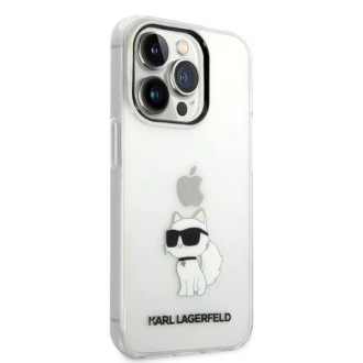 Pouzdro Karl Lagerfeld Ikonik Choupette pro iPhone 14 Pro - průhledné