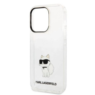 Pouzdro Karl Lagerfeld Ikonik Choupette pro iPhone 14 Pro - průhledné
