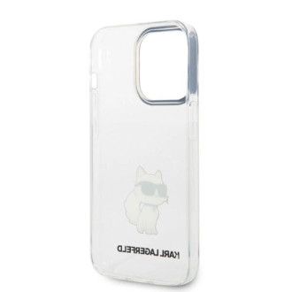 Pouzdro Karl Lagerfeld Ikonik Choupette pro iPhone 14 Pro - průhledné