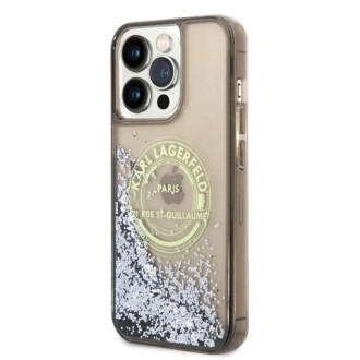 Pouzdro Karl Lagerfeld Liquid Glitter RSG pro iPhone 14 Pro Max - černé