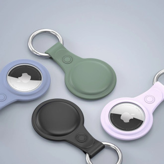 Dux Ducis 4pcs set Silicone flexible cover keychain loop case for Apple AirTag (Black / Green / Pink / Blue)