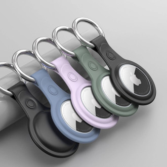Dux Ducis 4pcs set Silicone flexible cover keychain loop case for Apple AirTag (Black / Green / Pink / Blue)