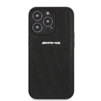 Kožené pouzdro AMG Curved Lines pro iPhone 13 Pro Max - černé
