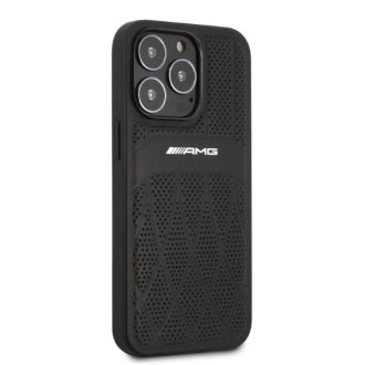 Kožené pouzdro AMG Curved Lines pro iPhone 13 Pro Max - černé