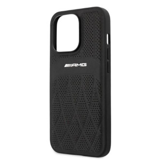 Kožené pouzdro AMG Curved Lines pro iPhone 13 Pro Max - černé
