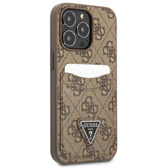 Pouzdro Guess 4G Triangle Logo Cardslot pro iPhone 13 Pro / 13 – hnědé