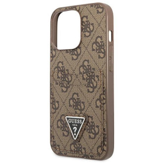 Pouzdro Guess 4G Triangle Logo Cardslot pro iPhone 13 Pro / 13 – hnědé