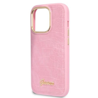 Pouzdro Guess Croco Collection pro iPhone 14 Pro - růžové