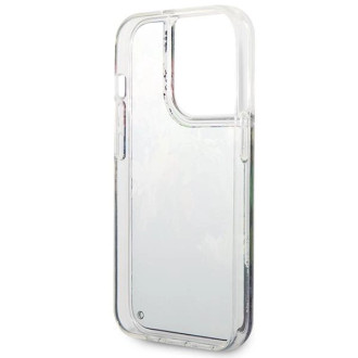 Pouzdro Guess Flower Liquid Glitter pro iPhone 14 Pro Max - modré