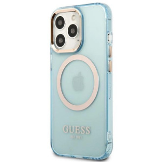 Pouzdro Guess Gold Outline Translucent MagSafe pro iPhone 13 Pro / iPhone 13 - modré